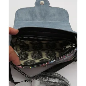 Ed Hardy Blue Suede Skull Floral Tattoo Crossbody Bag NEW thumbnail 6