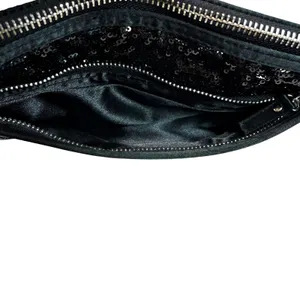 Victoria's Secret Black Sequin Zip Clutch Evening Party Holiday 5x9" thumbnail 5