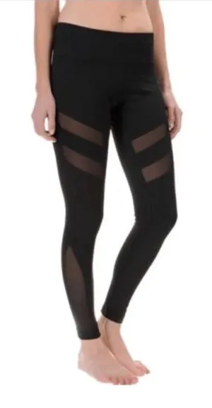 Yogalicious Black High-Waist Mesh Panel Leggings thumbnail 1
