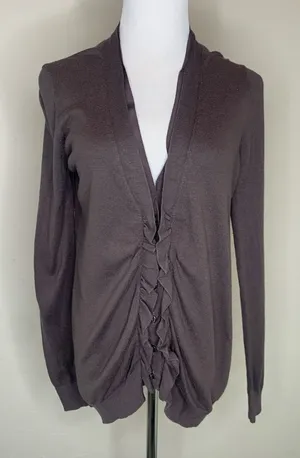 Loft Brown Button Front Cardigan Sz Medium thumbnail 1
