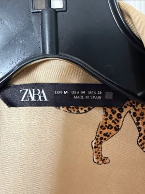 Zara Beige Shirt with Leopard Print medium oversized satin effect thumbnail 2