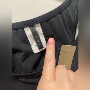 New Black J Crew Swim Top Bikini Zippered thumbnail 3
