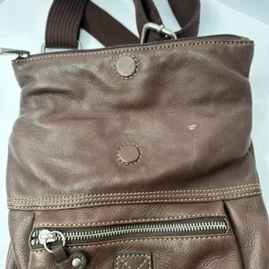 Vintage Y2K Fossil Genuine Leather Crossbody Bag – Distressed Brown Key Charm thumbnail 5