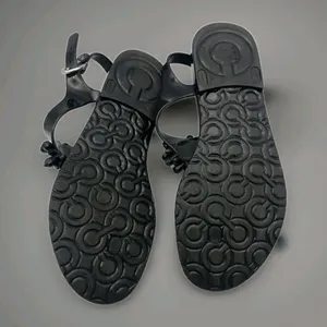 Coach Womens Hilda Jelly Black Floral Beaded Buckle Thong Sandals Size 6B thumbnail 6