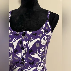 NWOT Disney Nightmare Before Christmas Purple and White Button Down Tank size m thumbnail 3