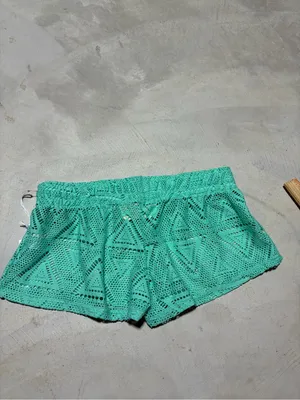 Lagaci NWT Women's Green Crochet Beach Shorts LARGE thumbnail 8