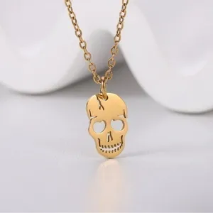NEW Skull Skeleton Pendant Faux Gold Unisex Stainless Steal Titanium Necklace thumbnail 4