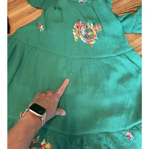 Figueroa & Flower Tiered Maxi Dress Green‎ Boho Peasant Floral Garden Party MED thumbnail 5