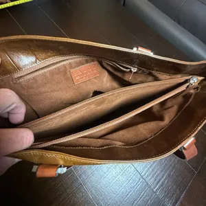 FALOR Le Borse Italy Brown Croc Embossed Leather Tote Shoulder Bag Purse Large thumbnail 6