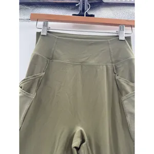 Halara Leggings Womens S‎ Olive Green Ruffle Hem Side Pocket High Rise Yoga Pant thumbnail 6