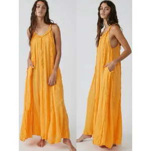 Free People Bohemian Ethereal Goddess Gauze Mckinley Maxi Dress Marigold Medium thumbnail 5