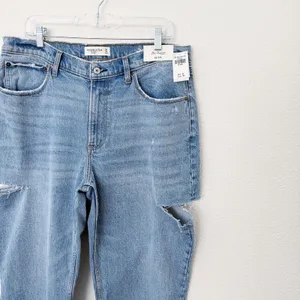 [Abercrombie & Fitch] The Baggy Mid Rise Jeans Side Slit Cuts NWT Sz 32 Long 14L thumbnail 7