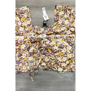 Sanctuary Floral Tie Front Peplum Blouse XL Cottagecore Puff Sleeve Top NWT thumbnail 7