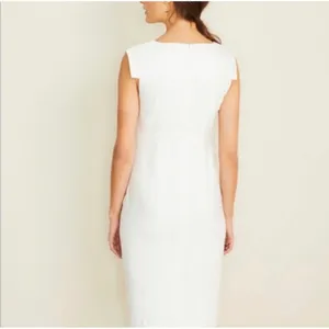 Ann Taylor Womens White Square Neck Cap Sleeve Sheath‎ Dress Professional Formal thumbnail 3