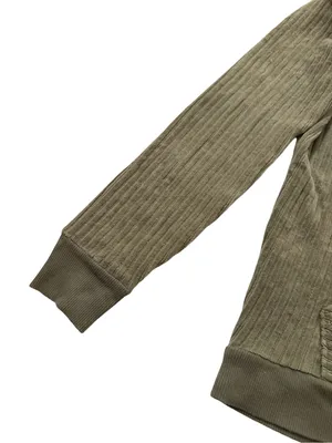 Maurices Olive Green Ribbed Corded Tie Neck Pullover Sweater Front Small Women's thumbnail 4