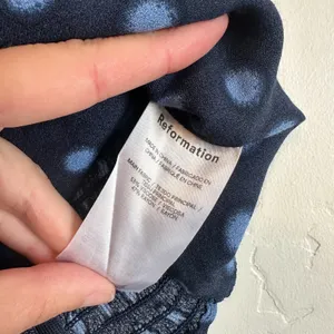 Reformation | Hester Polka Dot Draped Tank Top in Blue | Size 6 thumbnail 7