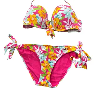 Hollister Push Up Bikini Sz M Hawaiian Floral Pink White Cheeky Bottom Underwire thumbnail 3
