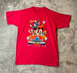 Vintage Disney Sz XL Mickey and Friends Atlanta Graphic Tee Pink Single Stitch‎ thumbnail 1