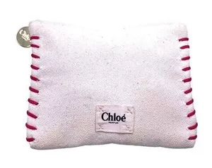 Chloé Parfum Canvas Coin Purse Makeup Case Gold Charm Red Stitching Chic Travel thumbnail 1