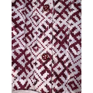 Womens Geometric Diamond Print Long Sleeve Button Down Midi Shirt Dress Burgundy thumbnail 4