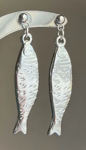 Handmade fully stainless steel statement fish simple earrings🌀🐟 thumbnail 1
