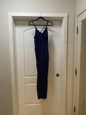Halara Breezeful Jumpsuit Womens Medium Blue V Neck Strappy One Piece Stretch thumbnail 6