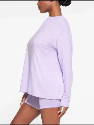 SKIMS boyfriend oversized boyfriend long sleeve Henley soft size small NWT thumbnail 4
