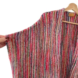 POL Red Rainbow Open Front Kimono Sweater M thumbnail 7