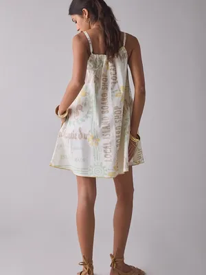 NWT BDG Eva Tie-Front Ruched Strap Trapeze Mini Dress size Large relaxed fit thumbnail 2