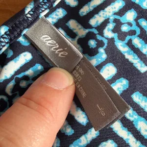 Aerie‎ Blue Geometric Floral Tie Front Scoop Neck Bikini Swim Top Large thumbnail 5