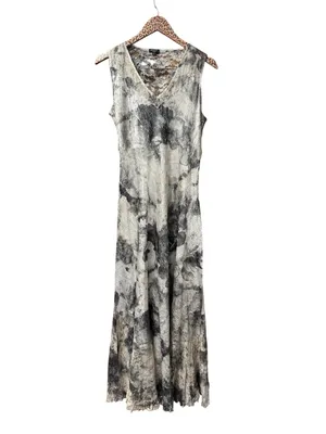Komarov Lace-Up Back Charmeuse Sleeveless Maxi Dress Watercolor Floral Large thumbnail 4