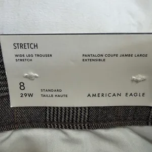 American Eagle Gray Glen Plaid Wide Leg Trouser Pants Size 8 Stretch High Rise thumbnail 3