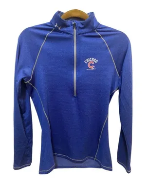 Under Armour Chicago Cubs Blue fitted half-zip long sleeve thumbnail 1