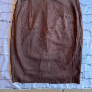 Venus Chocolate Brown Faux Leather & Suede Mini Dress Size 8. thumbnail 3
