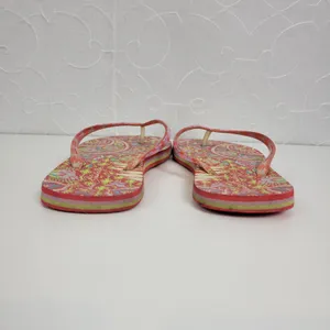 Vera Bradley Paisley in Paradise Womens Flip Flops Size 9 Pink Slip-On Summer thumbnail 3