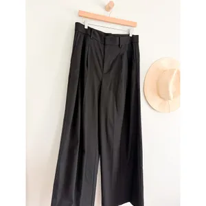 Madewell | NWT Harlow Superwide-Leg Trouser Brushed Twill Black Pants | Sz 4 thumbnail 3