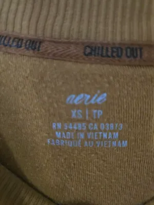 aerie Golden Mustard Crewneck Top Faux sherpa Xs thumbnail 2