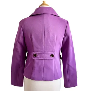 Liz Claiborne Double Breasted Blazer Sz S Purple Textured‎ Business Office Siren thumbnail 3