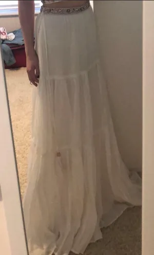 Sherri Hill White Bohemian Prom Dress thumbnail 3