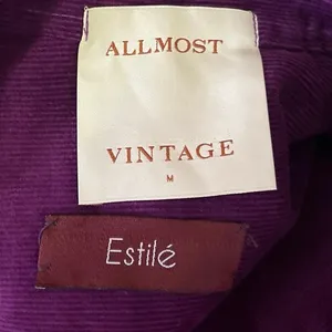 Almost Vintage Women's Purple Corduroy Velvet Velour Button Shirt Jacket Top M thumbnail 4