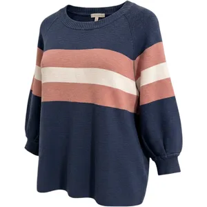 Madewell Striped‎ Pullover Sweater Womens XS Blue Pink Cotton Blend Raglan Crew thumbnail 1