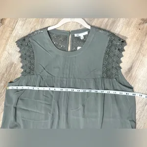 DR2 Olive Green Sleeveless Top with Lace and Ruffle Size 1X thumbnail 9