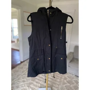 Zenana Outfitters Hooded Vest Black Utility Sherpa‎ Lined Streetwear Layers Boho thumbnail 2