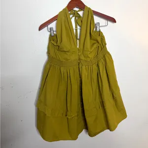 Free People Dirty Olive Sail Away Halter Tunic Mini‎ Dress thumbnail 3