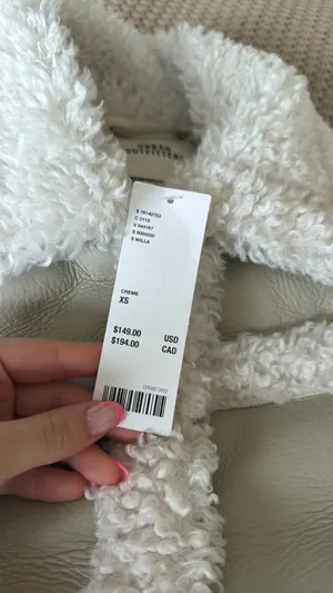 Urban Outfitters NWT Cream & White Faux Leather Jacket w Faux Fur Trim thumbnail 7