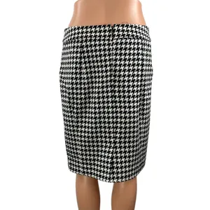 Michael Kors Women's Black Houndstooth High Waist Pencil Mini Skirt Size 6 thumbnail 3