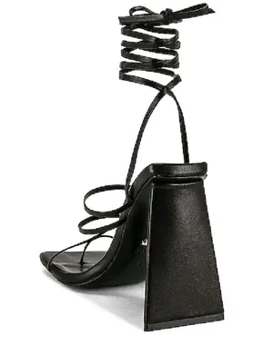 Revolve - Raye Darryl Leather Wrap Trapezoidal Heels in Black thumbnail 9