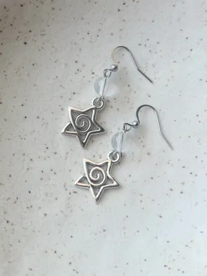 Handmade funky grunge y2k swirl star dangle earrings 🌙🌀 thumbnail 5