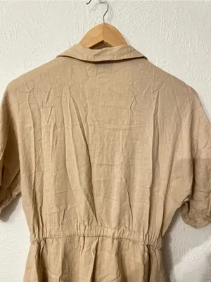Petal & Pup Beige Tie-Waist Shirt Dress Size 2 Linen Blend thumbnail 6