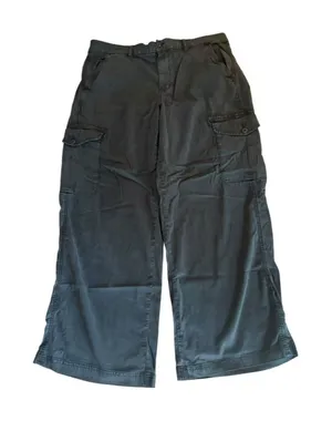 American Eagle Mid Rise Baggy Wide Leg Cargo Pants Womens Size 14 Faded Black thumbnail 1